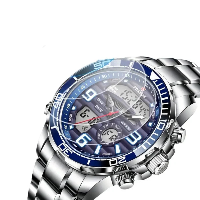 Habicare LIGE men's dual display stainless steel quartz watch with TWS functionality, available in six models.