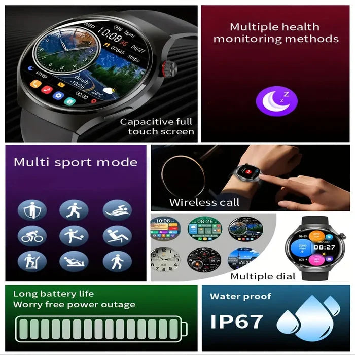 Habicare LIGE Men's Smart Sport Watch TWS with six models, featuring digital display and sporty design.