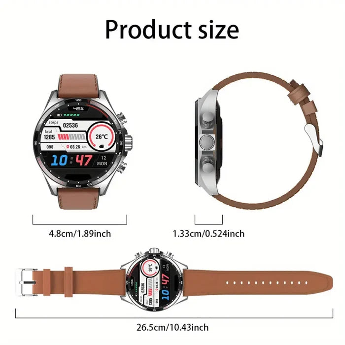 Habicare LIGE men's smart watch with touch screen, wireless call capability, and fitness tracking, shown with multiple design options.