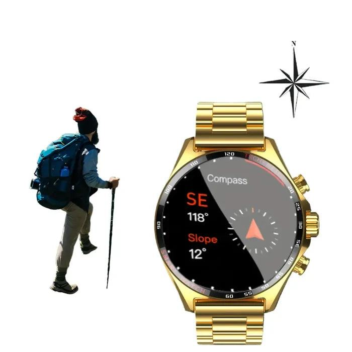 LIGE men's smart watch with touch screen, wireless call capability, and fitness tracking, shown in a sleek design.