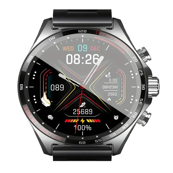 Habicare LIGE men's smart watch with touch screen, wireless call capability, and fitness tracking in a sleek TWS design.