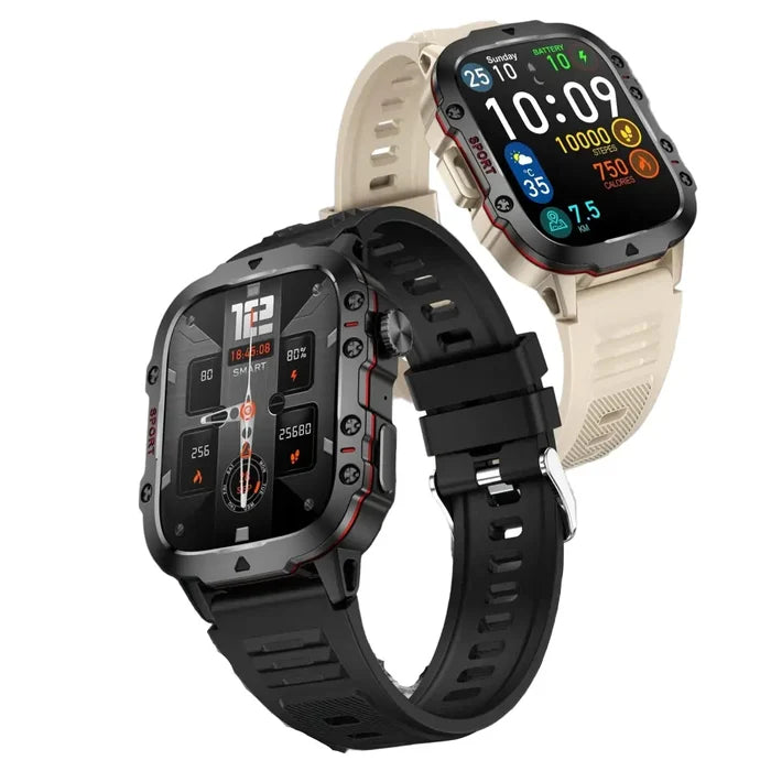 Habicare LIGE men's TWS smartwatch with voice assistant, breathing exercises, and raise-to-wake screen in four color options.