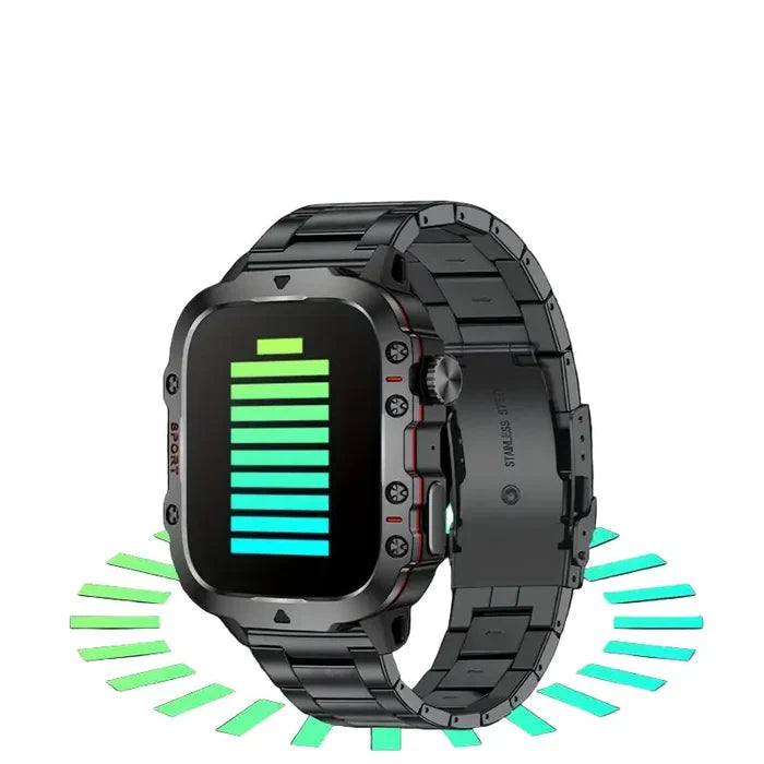 Habicare LIGE men's smartwatch with voice assistant, breathing exercises, raise-to-wake screen, available in four colors.