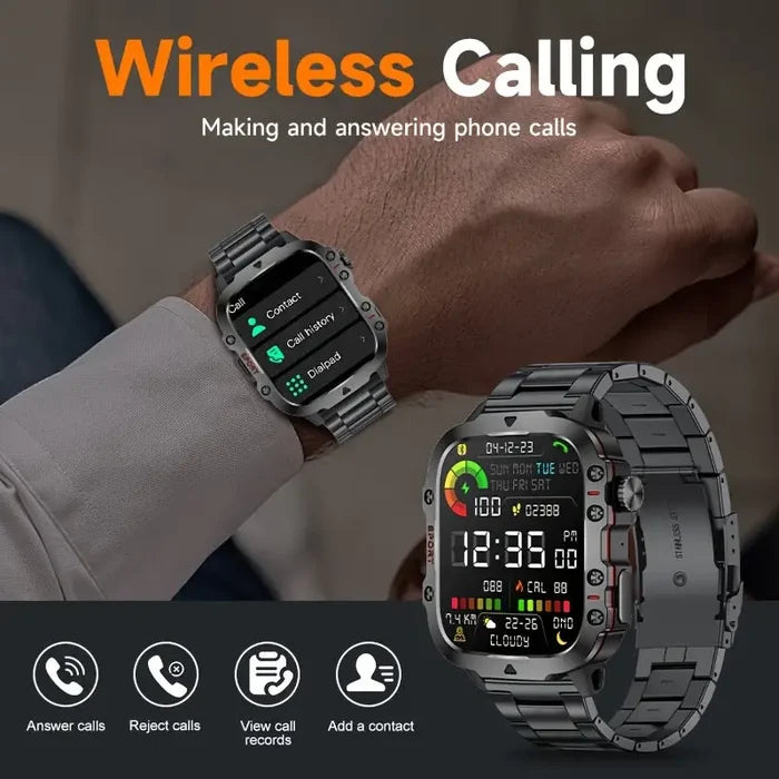 Habicare LIGE men's smartwatch with voice assistant, breathing exercises, and raise-to-wake screen in four colors, TWS design.