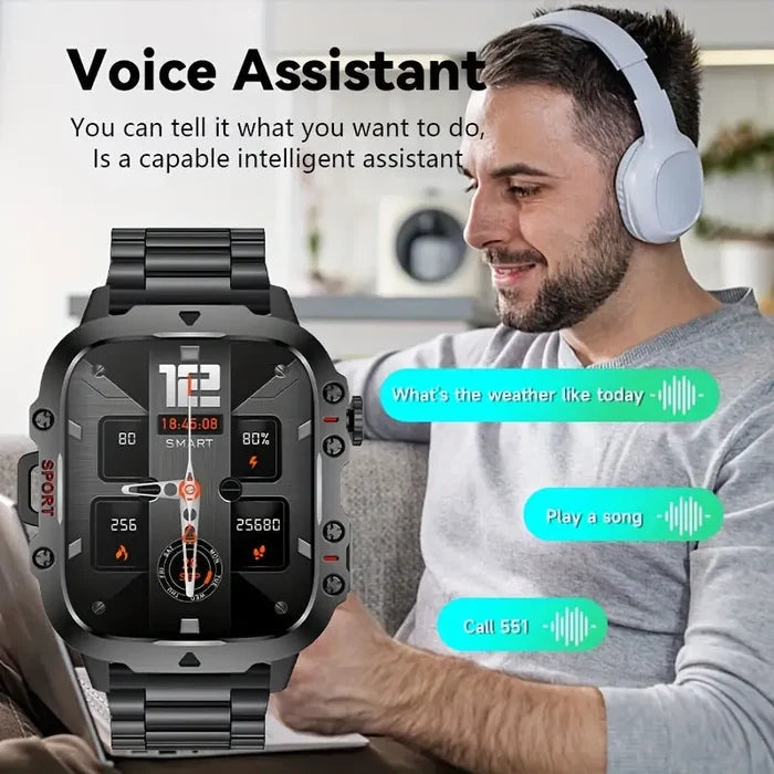 Habicare LIGE men's TWS smartwatch with voice assistant, breathing exercises, and raise-to-wake screen in multiple colors.