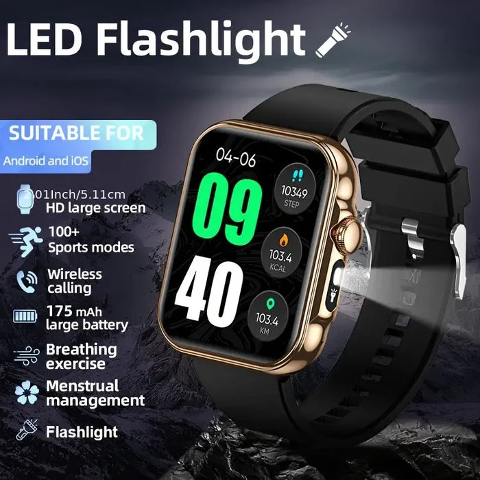 Habicare LIGE outdoor smart watch with large HD screen, TWS earbuds, and AI voice assistant for versatile fitness and communication.