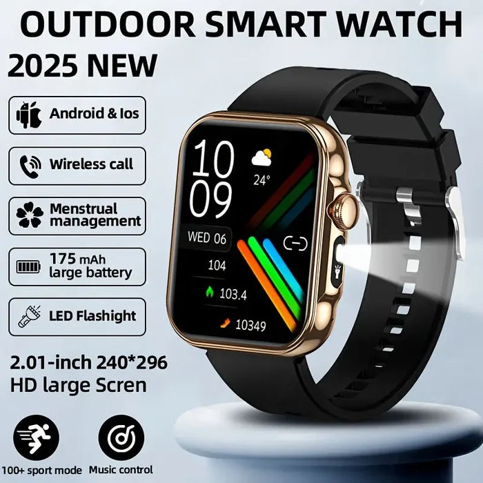 Habicare LIGE outdoor smart watch with large HD screen, TWS earbuds, and AI voice assistant for active lifestyles.