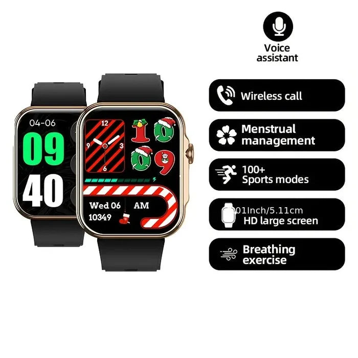 Habicare LIGE outdoor smart TWS watch with large HD screen and AI voice assistant, showcasing its sleek design and display.