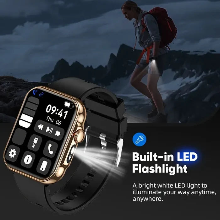 Habicare LIGE outdoor smart watch with large HD screen, TWS earbuds, and AI voice assistant for fitness and daily use.