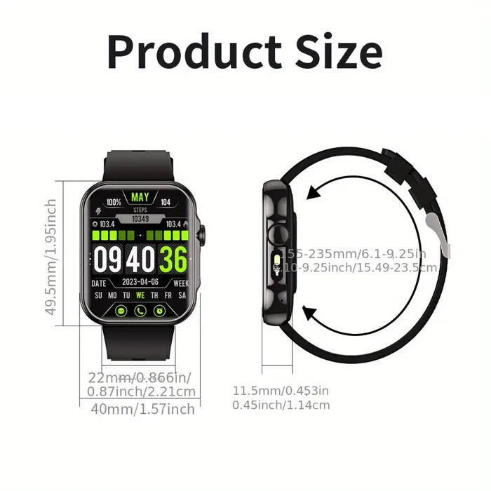 Habicare LIGE outdoor smart watch with large HD screen and AI voice assistant, featuring TWS earbuds for fitness and connectivity.
