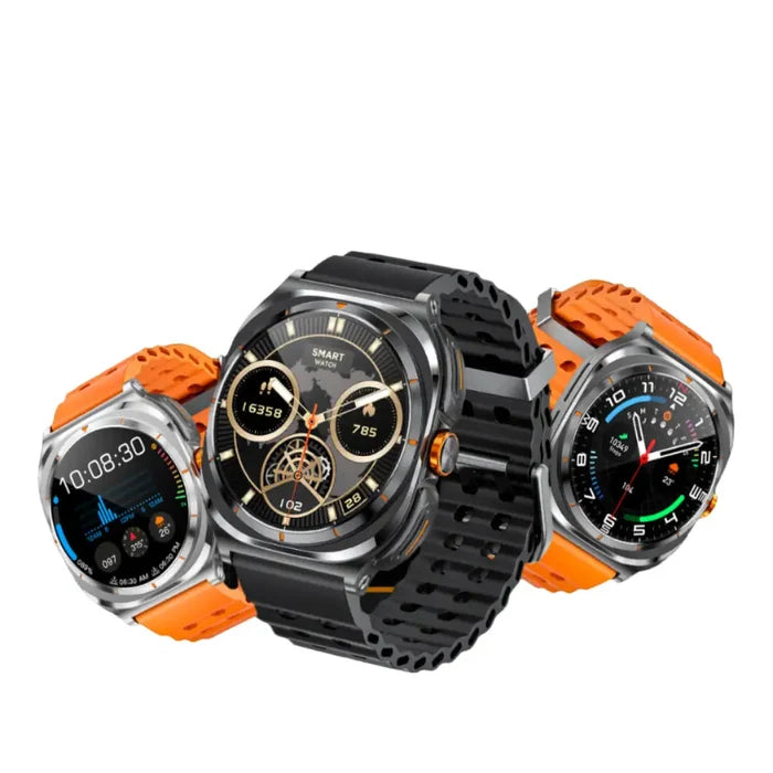 Habicare LIGE smart watch for men and women with 400mAh battery and 100+ sports modes, shown in three colors.