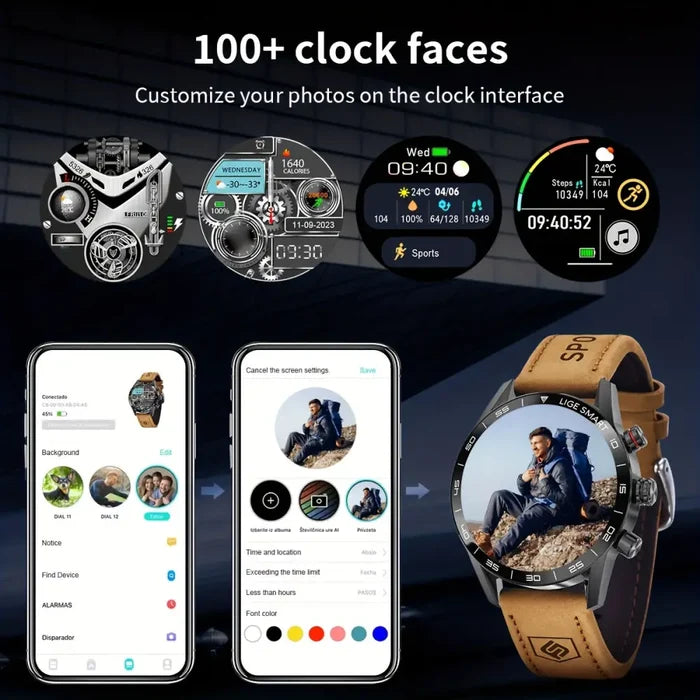 Habicare LIGE smart watch with full touch screen and multi-sport modes, shown in a sleek design available in 10 colors.