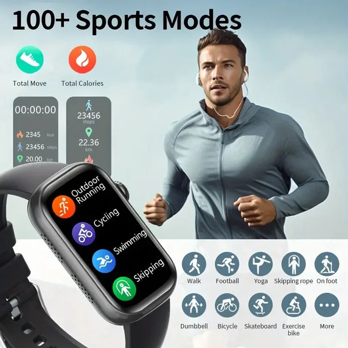 Habicare LIGE Smart Watch with HD TFT display, wireless calls, and 100+ sports modes in three colors.