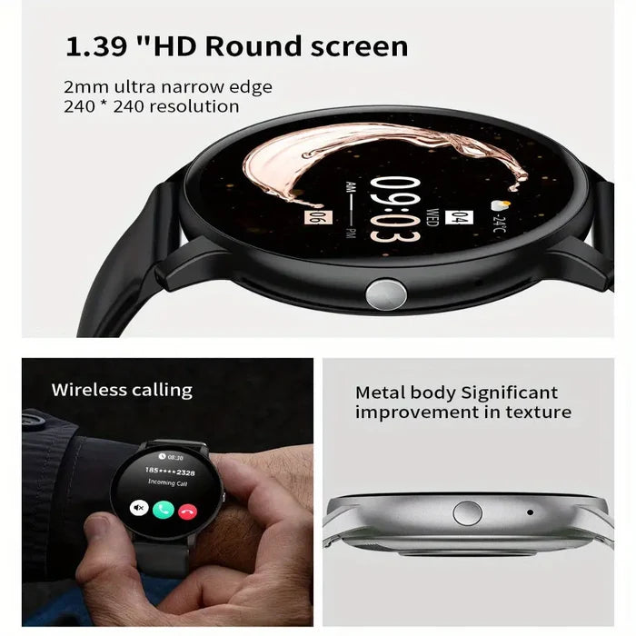 Habicare LIGE Smartwatch with multi-color silicone strap, showcasing various vibrant strap options on a sleek TWS smartwatch.