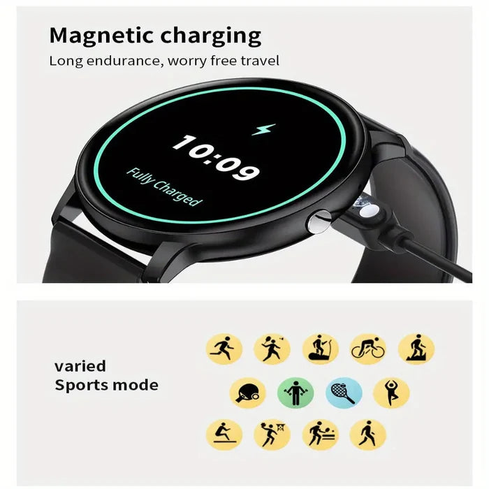 Habicare LIGE Smartwatch with vibrant multi-color silicone strap, featuring a sleek TWS design and 11 color options for personalized style.