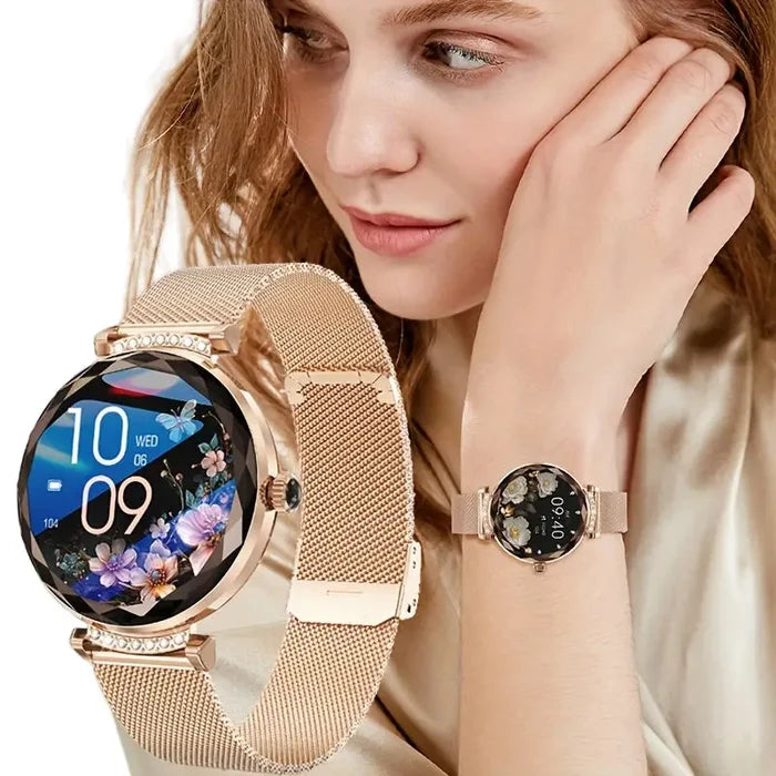 Habicare LIGE Women's Smart Watch with HD display and sports tracker, available in two colors, featuring TWS earbuds.
