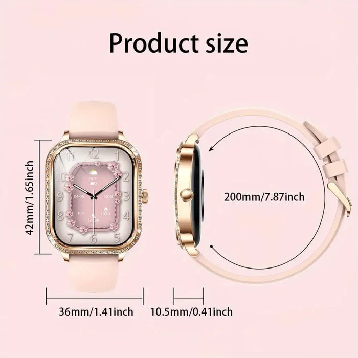 Habicare LIGE women's TWS smartwatch with TFT HD curved screen, wireless calling, and voice assistant features.