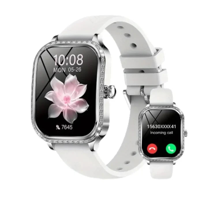 Habicare LIGE women's TWS smartwatch with TFT HD curved screen, wireless calling, and voice assistant features.