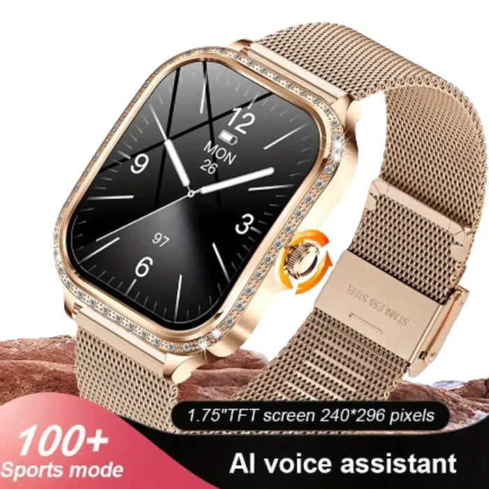 Habicare LIGE women's TWS smartwatch with TFT HD curved screen, wireless call capability, and voice assistant features.