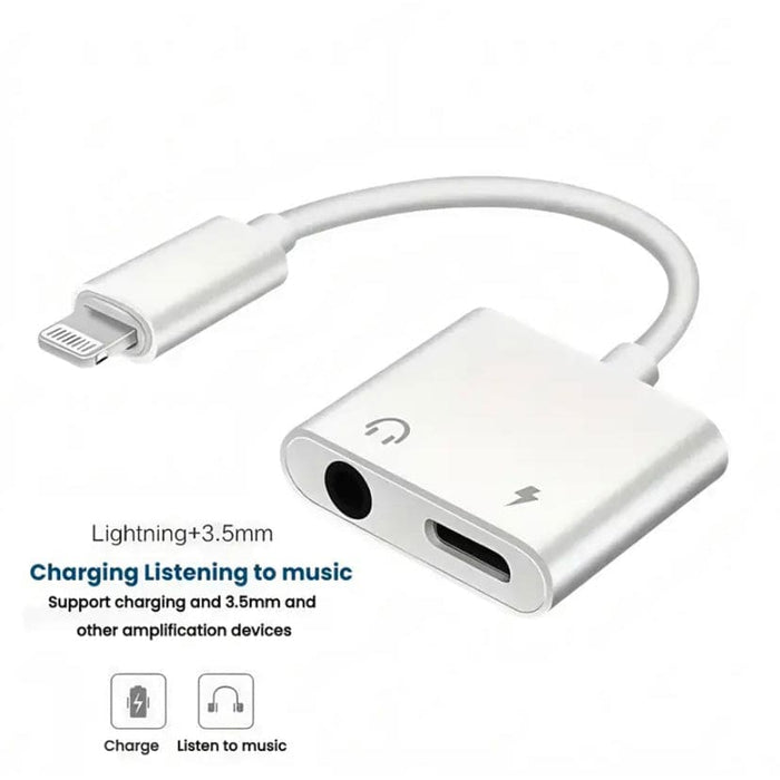 9eight5 Lightning Audio & Charge Adapter (MH030) for electronics devices, showing the compact connector and port details.