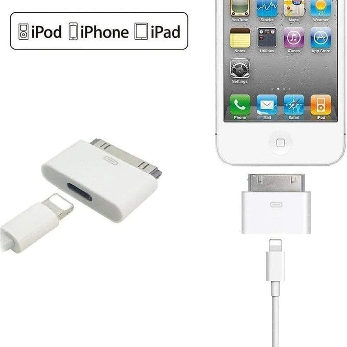 9eight5 Lightning to 30-pin adapter for electronics, compact accessory connecting modern devices to legacy Apple cables.