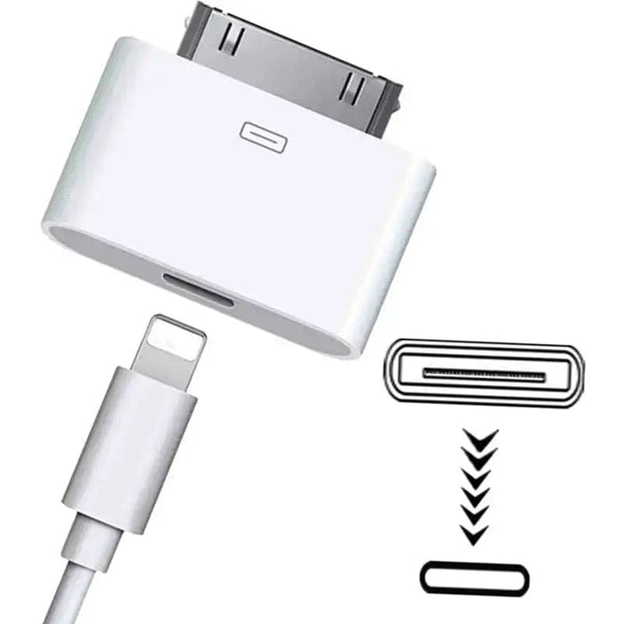 9eight5 Lightning to 30-pin adapter for electronics, showing close-up of the compact gold-plated connector on a white background.