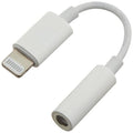 9eight5 Lightning to headphone jack adapter connected to a smartphone, enabling headphone use with lightning port devices.