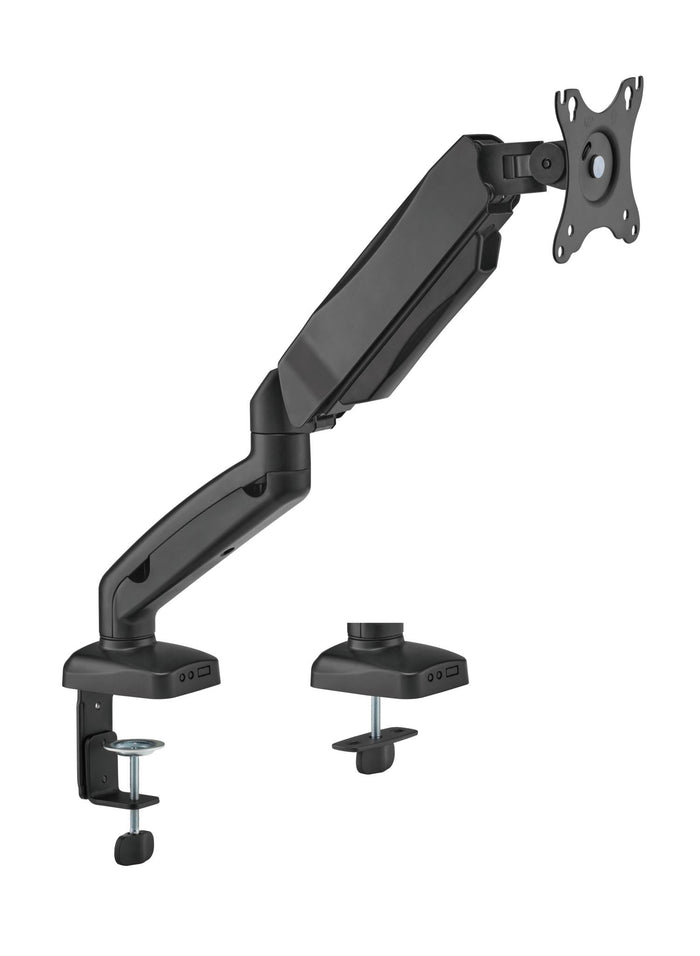 Locktight spring-assisted monitor mount arm by sue-e furniture, showcasing adjustable monitor support and sleek design.