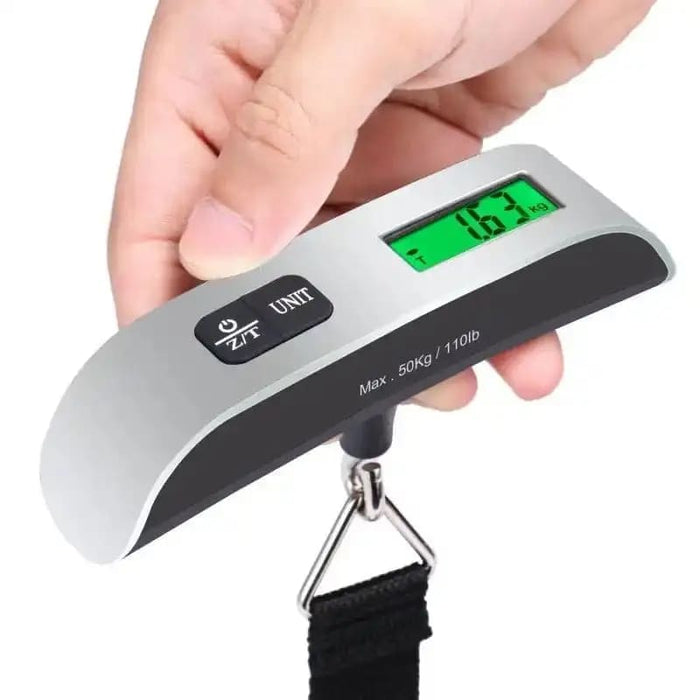 9eight5 luggage scale measuring up to 50kg, portable tools and kits for weighing luggage accurately.