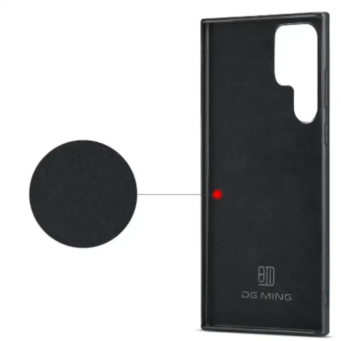 Black M2 Leather Case for Samsung by 9eight5 from Habicare, featuring a sleek magnetic design and smooth leather finish.