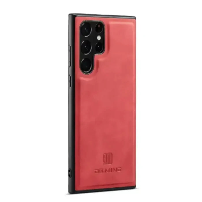 Red M2 leather magnetic case for Samsung Galaxy series by 9eight5, featuring sleek leather design and precise fit.