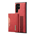 Red Habicare M2 Leather Case for Samsung with wallet feature, magnetic closure, and stylish design.