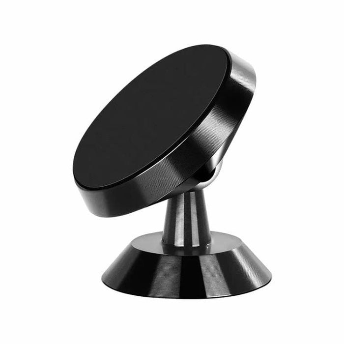 Black magnetic phone holder by 9eight5, designed for phones and tablets, shown attached to a microphone or camera accessory.