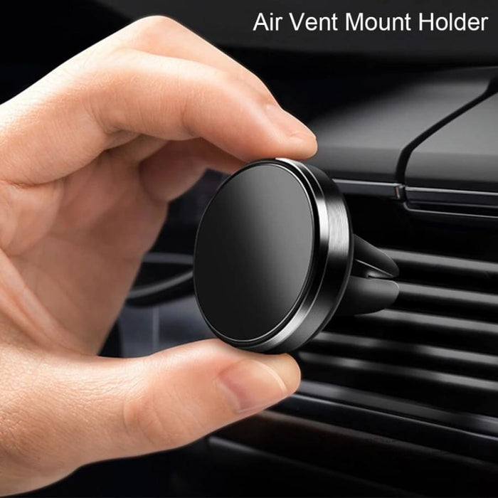 Magnetic phone holder by 9eight5 for secure attachment to cars or desks, featuring a sleek design for phones and tablets.