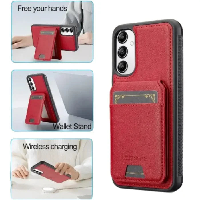 Red 9eight5 Magsafe case for Samsung S/A Series by Habicare, featuring a sleek protective design and precise cutouts.