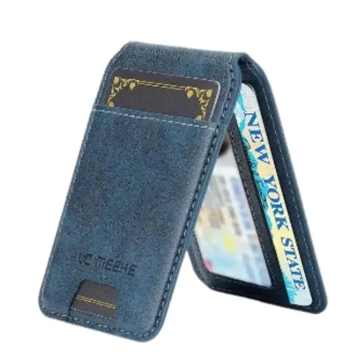Blue 9eight5 Magsafe leather case for Samsung S and A series smartphones by Habicare, featuring a sleek, protective design.