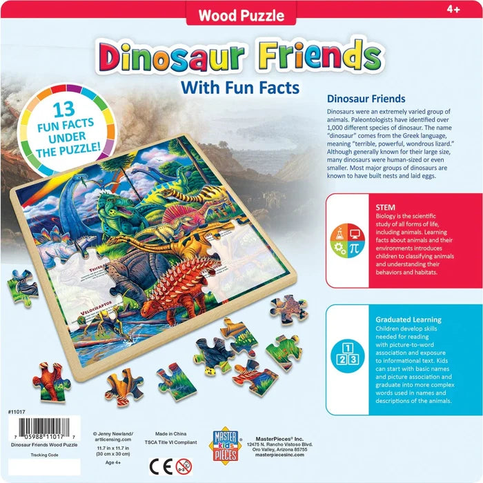 MasterPieces Dinosaur Friends Fun Facts 48 Piece Wood Jigsaw Puzzle
