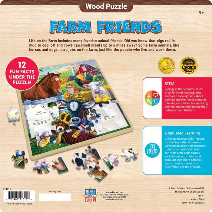 MasterPieces Farm Friends Fun Facts 48 Piece Wood Jigsaw Puzzle