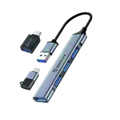 9eight5 Maxguard 4-in-1 multifunctional electronics adapter with multiple ports and USB connections on a white background.