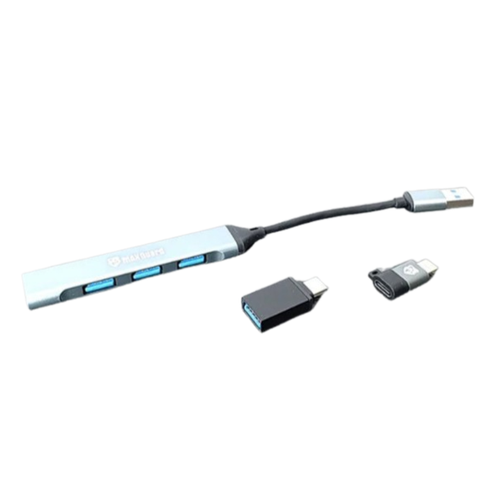 Maxguard 4-in-1 multifunctional adaptor by 9eight5 featuring multiple ports for versatile electronic device connections.
