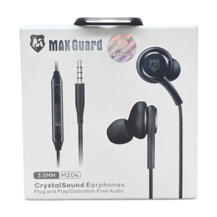Maxguard Crystal Sound Earphones by 9eight5 for phones and tablets, in-ear design with clear audio quality.