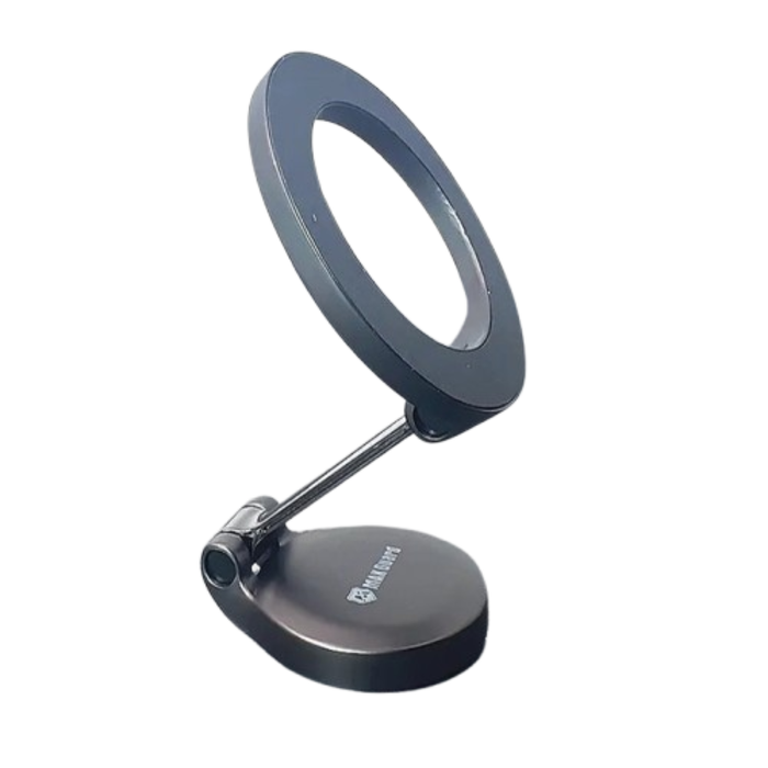 Maxguard Magnetic Car Holder M29 by 9eight5 holding a smartphone with a sleek black design, mounted on a car dashboard.