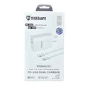 9eight5 Maxguard Type C and USB power adapter wall plug with Type C to Type C cable, suitable for NZ and AUS outlets.