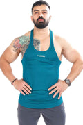 Fuaark Nz teal mesh stringer tank top for men, lightweight and stylish, designed for comfort and athletic wear.