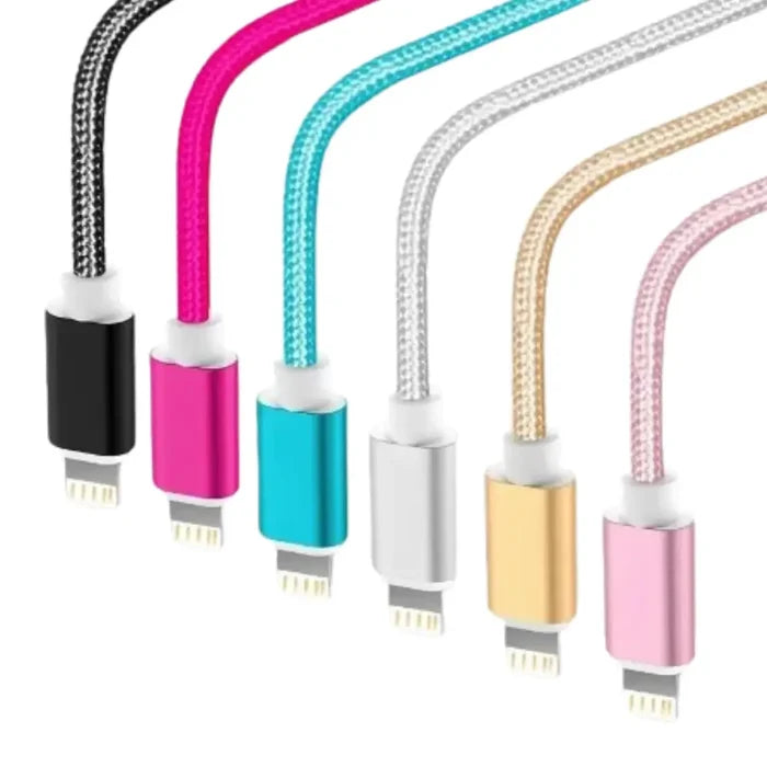 Habicare 9eight5 metal braided USB cable for iPhone and iPad, available in 1m, 2m, and 3m lengths, durable and tangle-free.