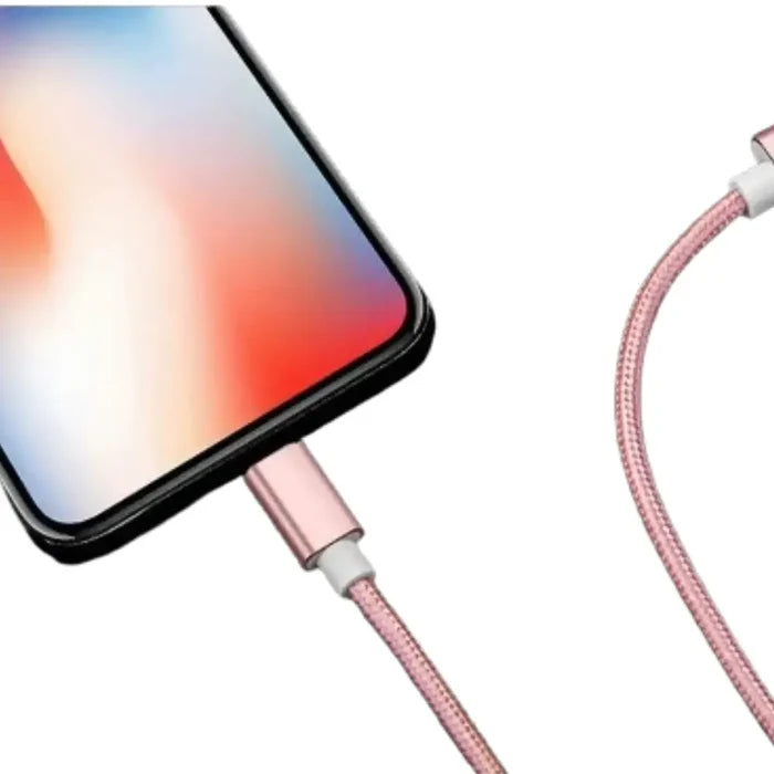 Metal braided USB cable for iPhone and iPad by Habicare, available in 1m, 2m, and 3m lengths, with durable braided design.