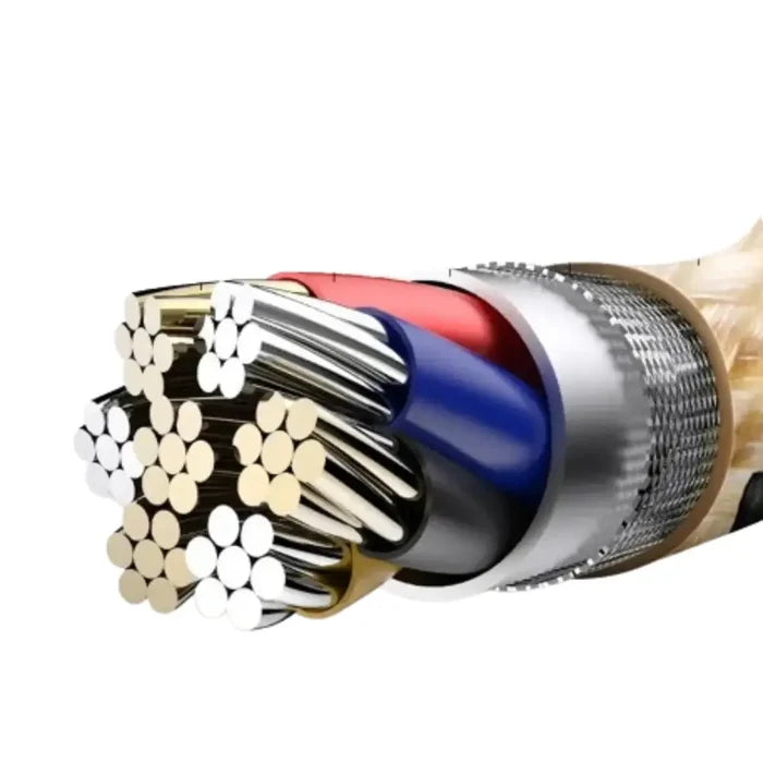 Metal braided USB cable for iPhone and iPad by Habicare, available in 1m, 2m, and 3m lengths, durable and tangle-resistant.
