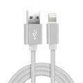 Metal braided USB cable for iPhone and iPad by Habicare, available in 1m, 2m, and 3m lengths.