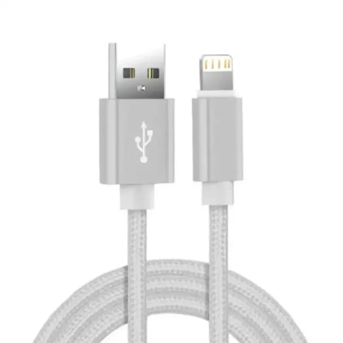Metal braided USB cable for iPhone and iPad by Habicare, available in 1m, 2m, and 3m lengths.