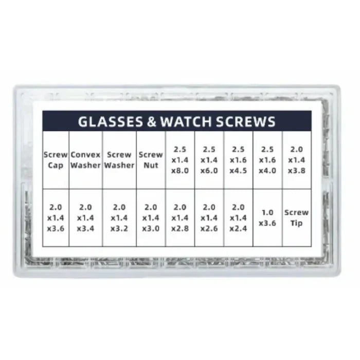 Habicare micro screw set for glasses, watches, phones, and tablets, includes precision tools for repair and small screw replacements.